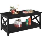 Yaheetech Black 2-Tier Coffee Table with Storage