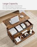 VASAGLE Rustic Lift Top Coffee Table with Storage