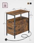 VASAGLE Slim Charging Side Table with Storage