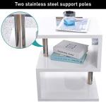 Blisswood White LED Side Table with Storage Shelves