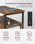 VASAGLE Slim Charging Side Table with Storage
