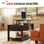Lift-Top Coffee Table with Storage - Charcoal Black