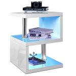 Blisswood White LED Side Table with Storage Shelves