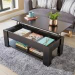Black Lift-Top Coffee Table with Storage & Shelf