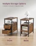 VASAGLE Slim Charging Side Table with Storage