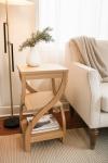 Tall 3-Tier Solid Oak Side Table with Storage