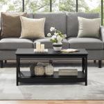 Yaheetech Black 2-Tier Coffee Table with Storage