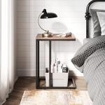 Slim Brown C Table with Open Storage