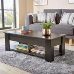 Black Lift-Top Coffee Table with Storage & Shelf