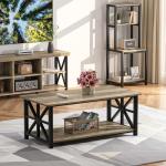 GreenForest Grey Wash Coffee Table with Storage