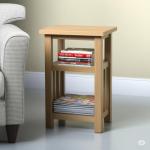 Solid Oak Small Side Table with Storage