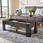 Black Lift-Top Coffee Table with Storage & Shelf