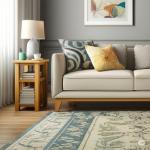 Solid Oak Small Side Table with Storage