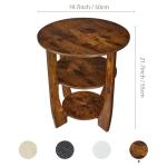 Rustic 3-Tier Round Side Table with Storage