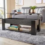 Black Lift-Top Coffee Table with Storage & Shelf