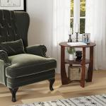 Rustic 3-Tier Round Side Table with Storage