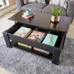 Black Lift-Top Coffee Table with Storage & Shelf