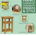 Solid Oak Small Side Table with Storage