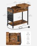 Slim Side Table with Charging Station and Storage