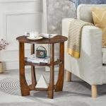 Rustic 3-Tier Round Side Table with Storage