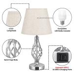 Set of 2 Touch Table Lamps with USB Ports