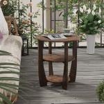 Rustic 3-Tier Round Side Table with Storage