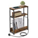 VASAGLE Charging Side Table with Magazine Rack