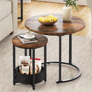 YITAHOME Round Nesting Coffee Tables with Storage