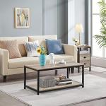 Yaheetech Grey Industrial Coffee Table with Storage
