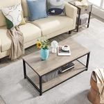 Yaheetech Grey Industrial Coffee Table with Storage