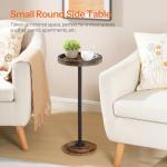 HOOBRO Rustic Round Side Table for Small Spaces