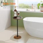 HOOBRO Rustic Round Side Table for Small Spaces