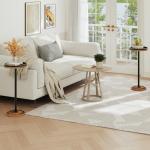 HOOBRO Rustic Round Side Table for Small Spaces