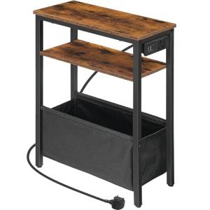 HOOBRO Slim Side Table with Charging Station