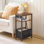 HOOBRO Slim Side Table with Charging Station