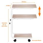 Height Adjustable Rolling Side Table for Small Spaces