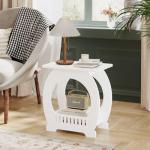 Dripex 2-Tier White End Table with Storage