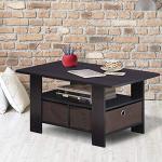 Furinno Andrey Dark Walnut Coffee Table with Drawer