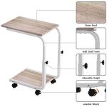 Height Adjustable Rolling Side Table for Small Spaces