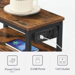 HOOBRO Slim Side Table with Charging Station