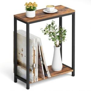 MISSLO 2-Tier Narrow Side Table in Rustic Brown