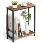 MISSLO 2-Tier Narrow Side Table in Rustic Brown