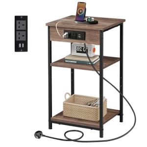 WLIVE 3-Tier Charging Side Table for Small Spaces