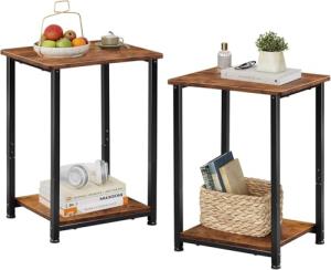 WLIVE 2-Piece Adjustable Wooden Side Table Set