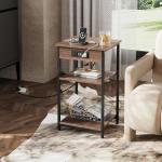WLIVE 3-Tier Charging Side Table for Small Spaces