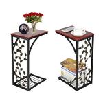 Yaheetech Double C-Shaped Side Tables with Storage