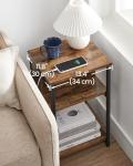 VASAGLE Narrow Charging Side Table in Rustic Brown