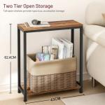 MISSLO 2-Tier Narrow Side Table in Rustic Brown
