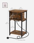 VASAGLE Narrow Charging Side Table in Rustic Brown