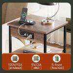 WLIVE 3-Tier Charging Side Table for Small Spaces